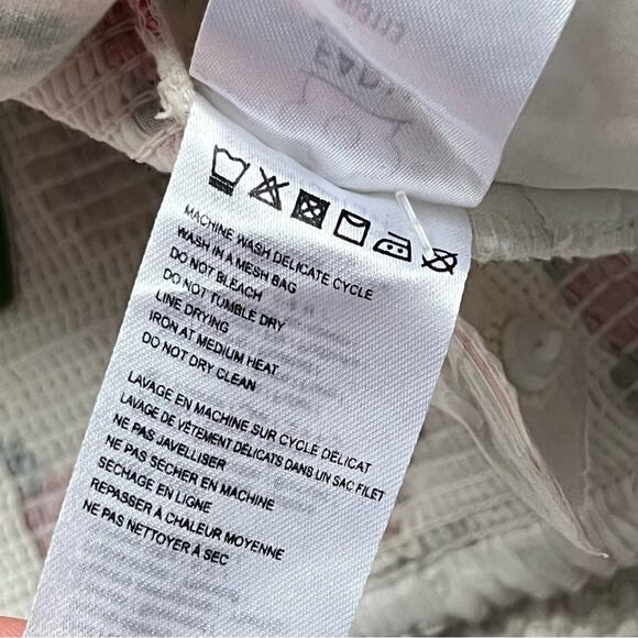 Farm Rio Mixed Cross Stitch Flowers Embroidered Long Balloon Sleeves Crop Top XL - Picture 11 of 14